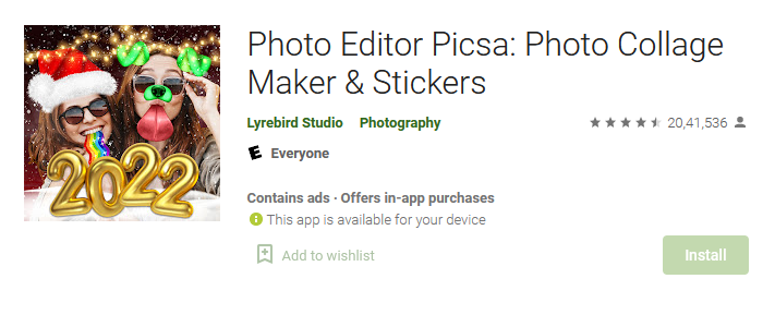 Photo Editor Picsa: Photo Collage Maker & Stickers